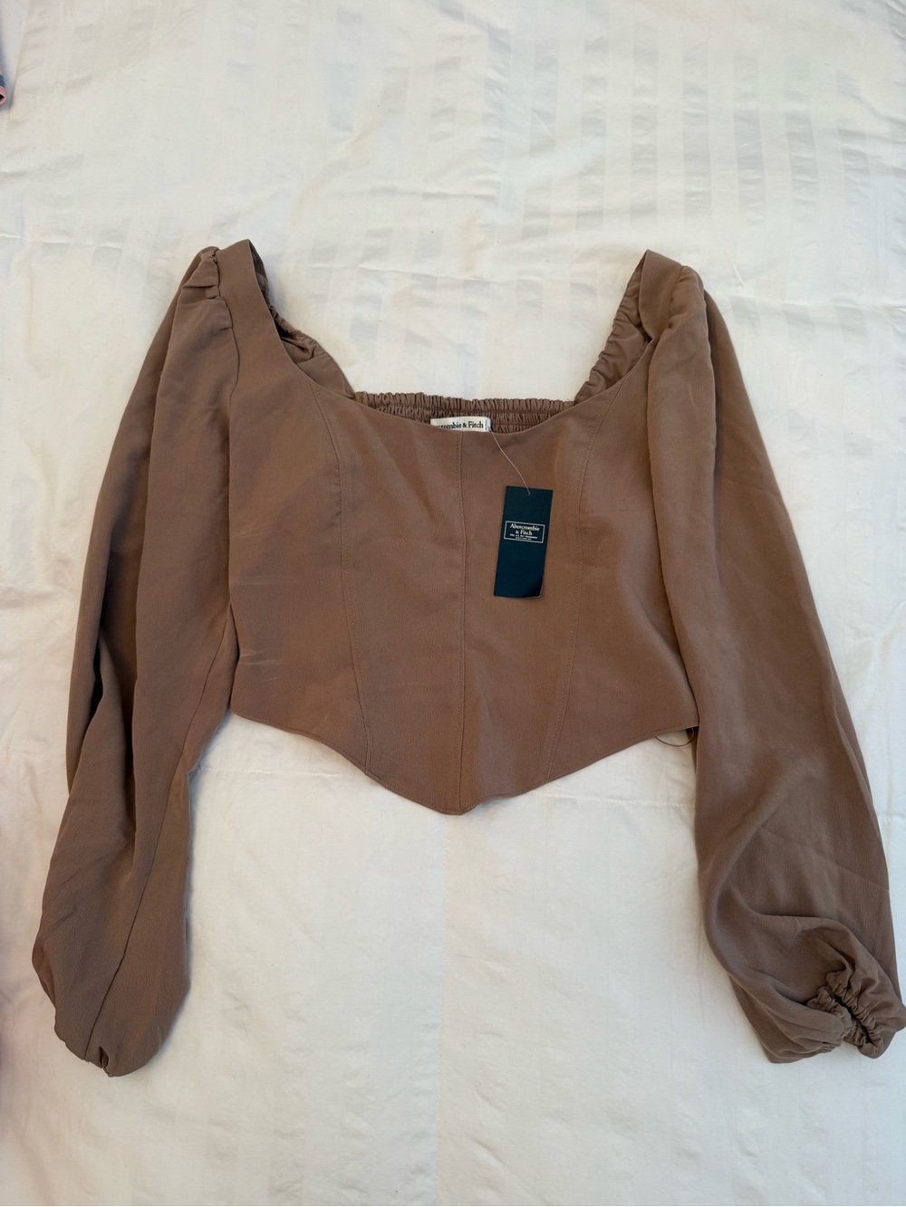 Abercrombie & Fitch Brown Cropped Peasant Blouse